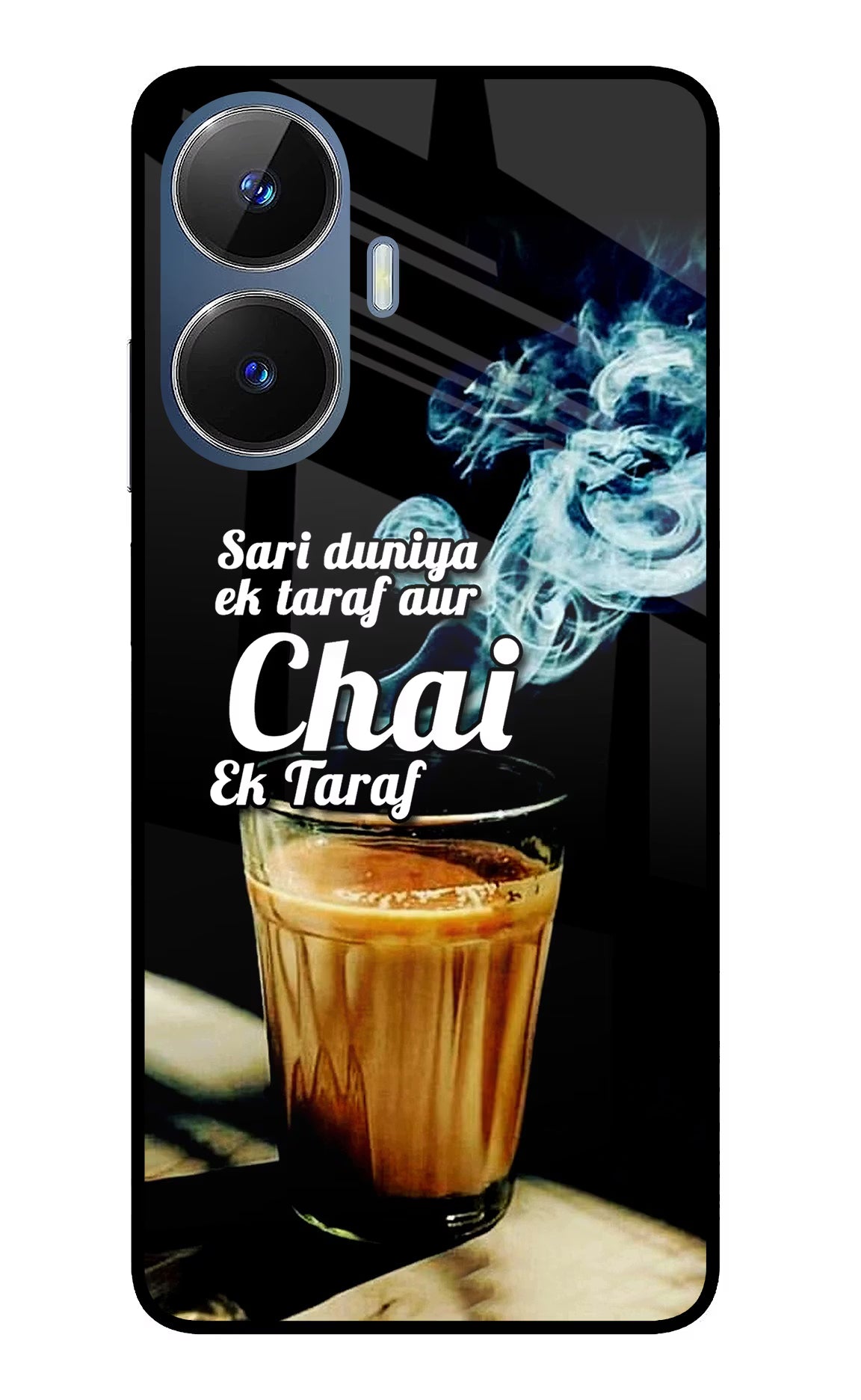Chai Ek Taraf Quote Realme C55/N55 Glass Case Back Cover by Casekaro