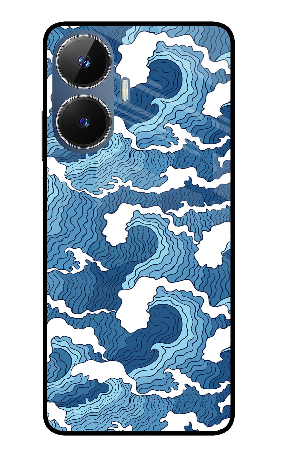 Blue Waves Realme C55/N55 Glass Case