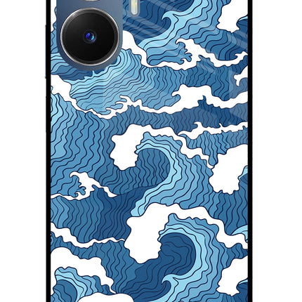 Blue Waves Realme C55/N55 Glass Case Back Cover by Casekaro