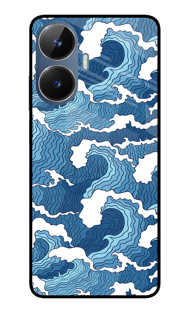 Blue Waves Realme C55/N55 Glass Case Back Cover by Casekaro