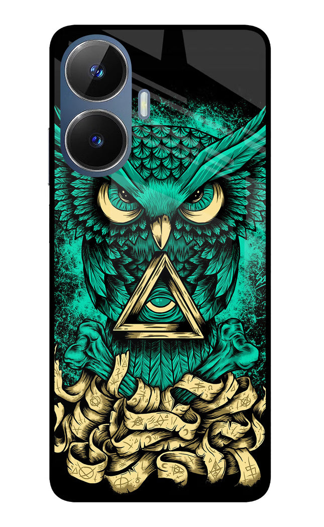 Green Owl Realme C55/N55 Glass Case Back Cover by Casekaro