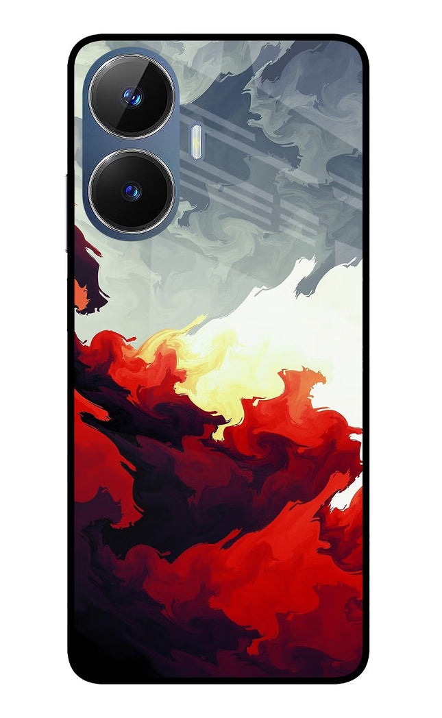 Fire Cloud Realme C55/N55 Glass Case Back Cover by Casekaro