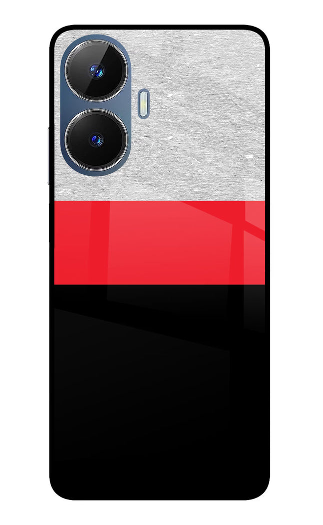 Tri Color Pattern Realme C55/N55 Glass Case Back Cover by Casekaro