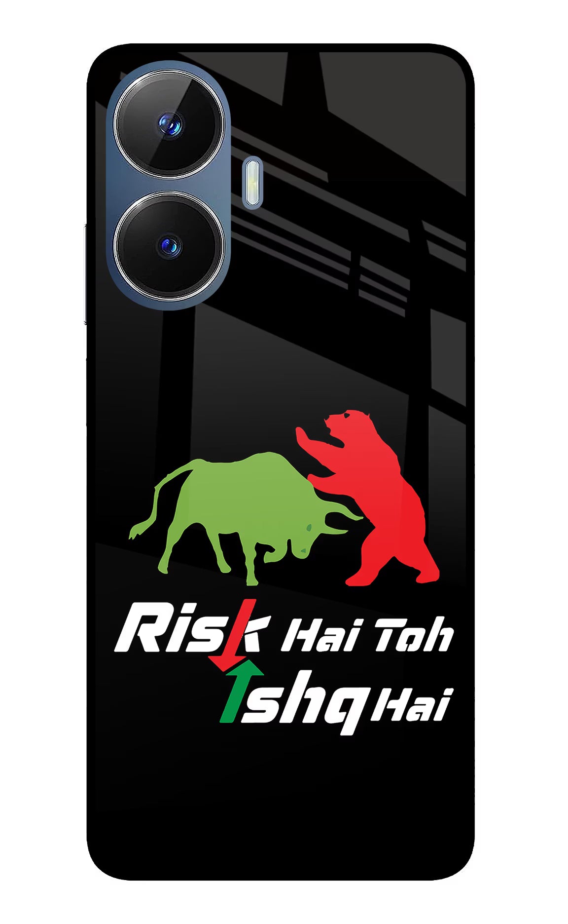 Risk Hai Toh Ishq Hai Realme C55/N55 Glass Case Back Cover by Casekaro