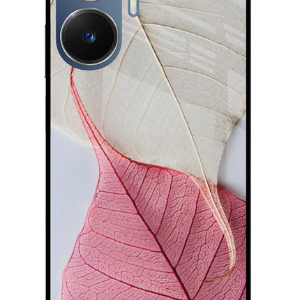 White Pink Leaf Realme C55/N55 Glass Case