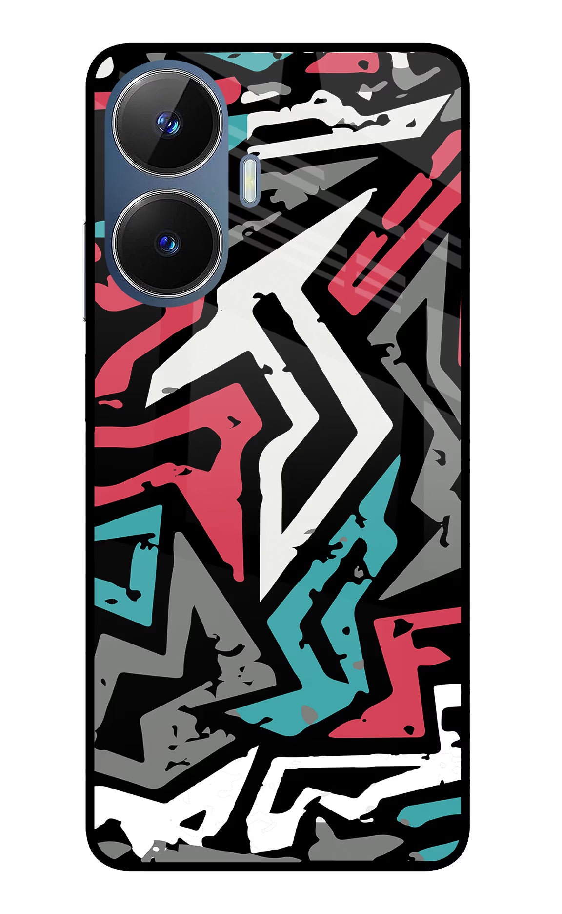 Geometric Graffiti Realme C55/N55 Glass Case Back Cover by Casekaro