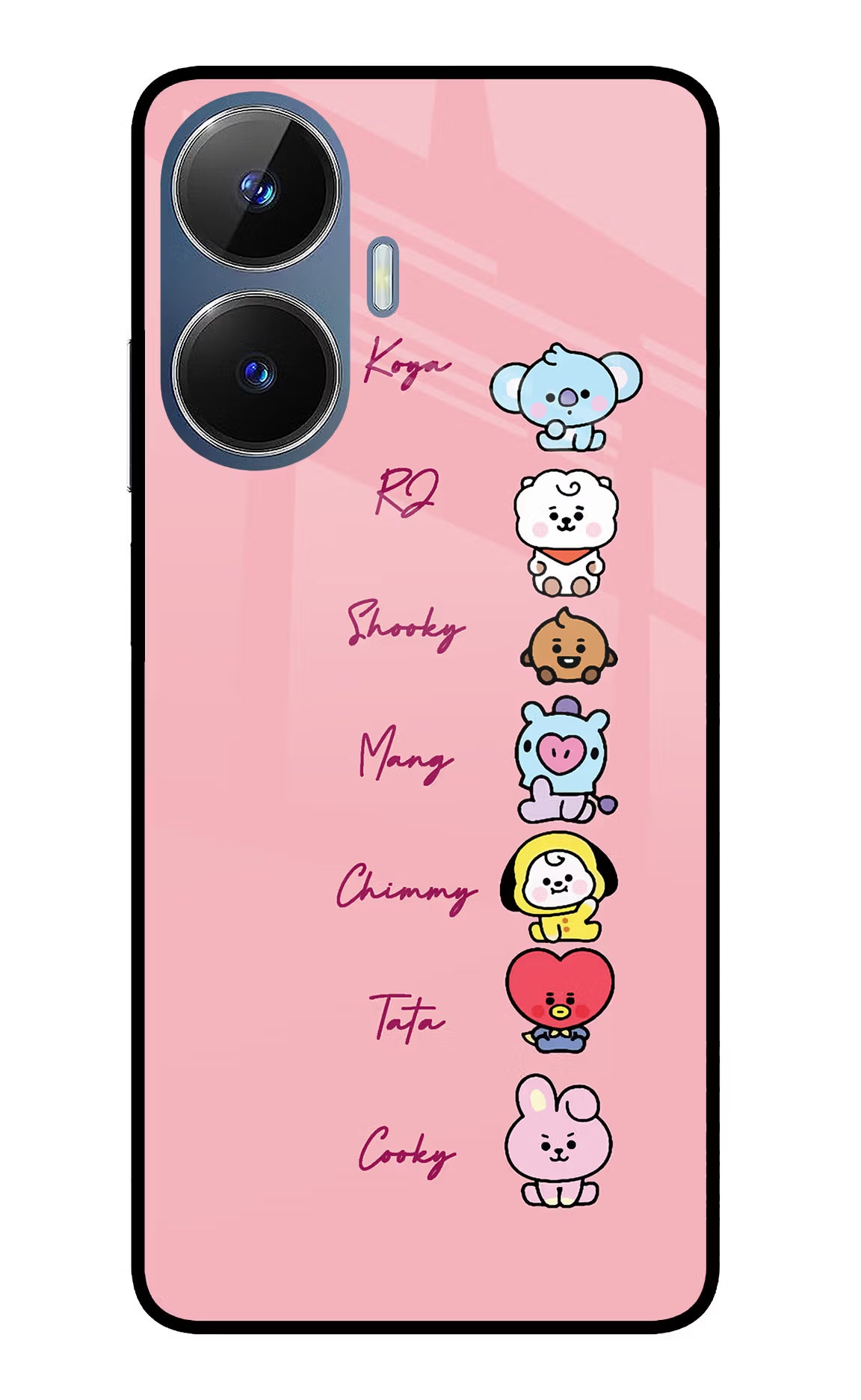 BTS names Realme C55/N55 Glass Case Back Cover by Casekaro