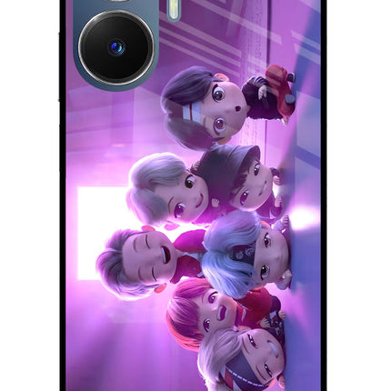 BTS Chibi Realme C55/N55 Glass Case Back Cover by Casekaro