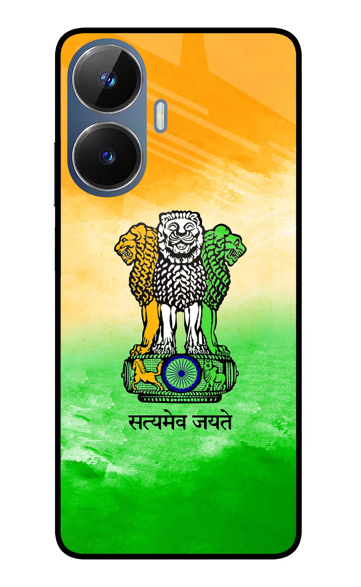 Satyamev Jayate Flag Realme C55/N55 Glass Case Back Cover by Casekaro