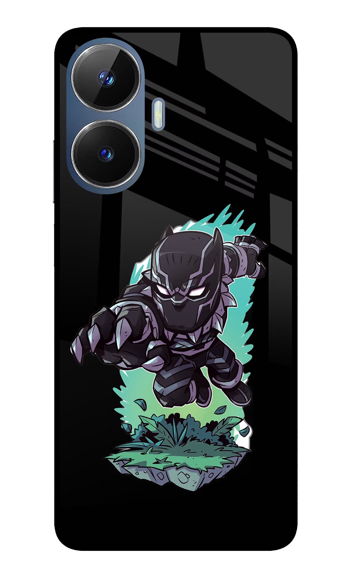 Black Panther Realme C55/N55 Glass Case Back Cover by Casekaro