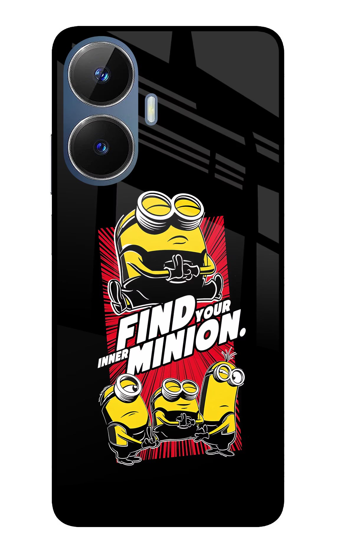 Find your inner Minion Realme C55/N55 Glass Case Back Cover by Casekaro