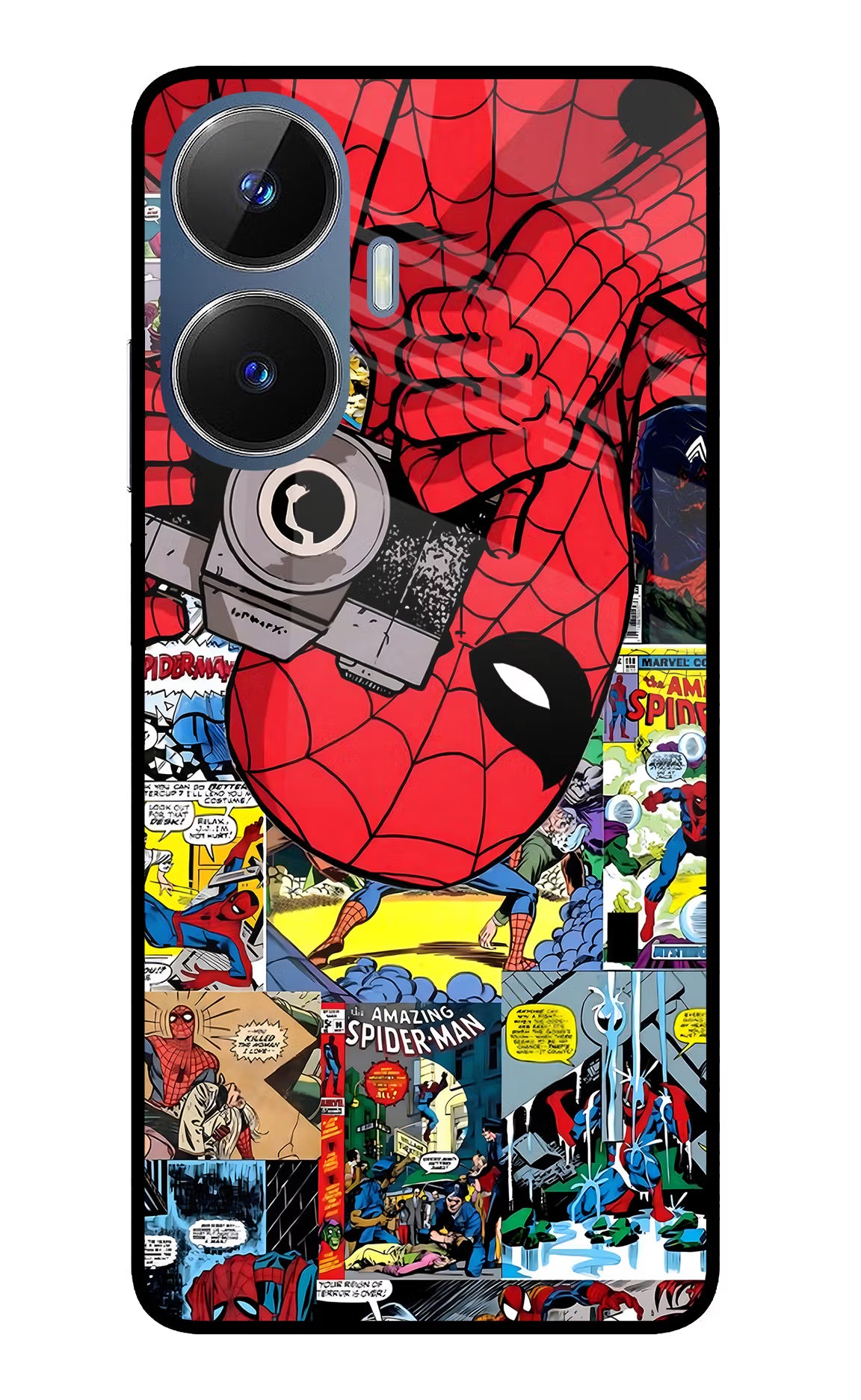Spider Man Realme C55/N55 Glass Case Back Cover by Casekaro