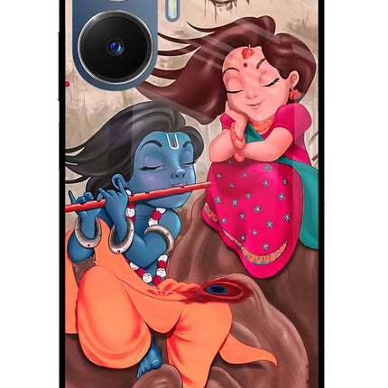 Radhe Krishna Realme C55/N55 Glass Case Back Cover by Casekaro