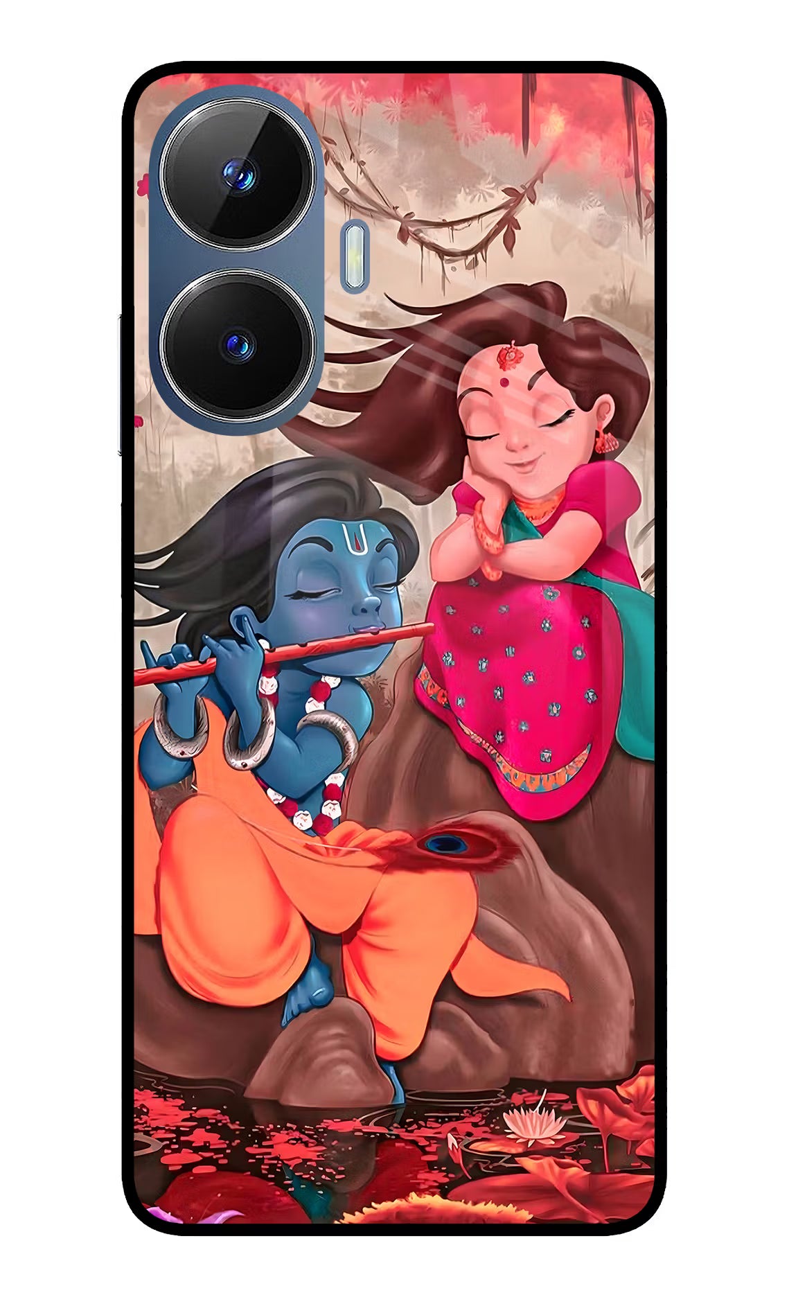 Radhe Krishna Realme C55/N55 Glass Case Back Cover by Casekaro
