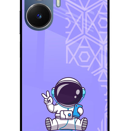 Cute Astronaut Chilling Realme C55/N55 Glass Case Back Cover by Casekaro