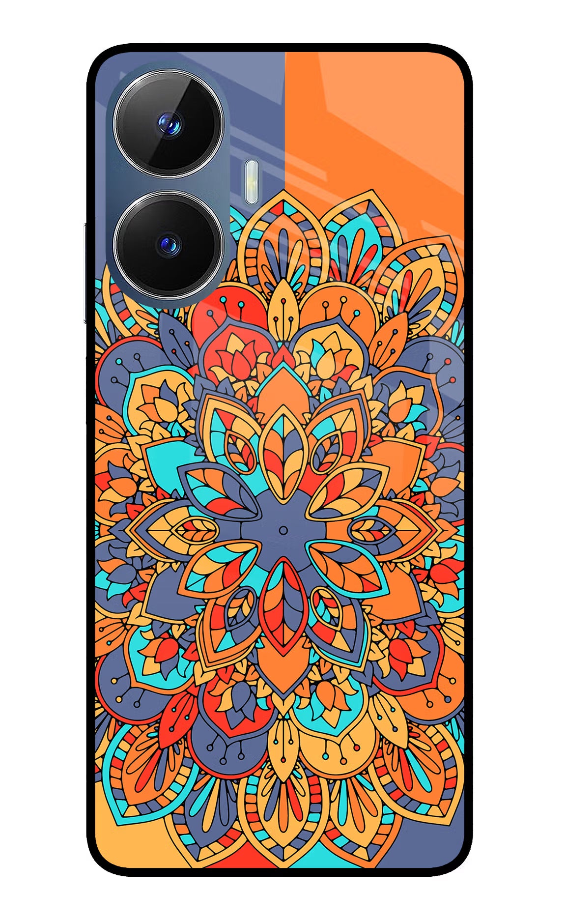 Color Mandala Realme C55/N55 Glass Case Back Cover by Casekaro