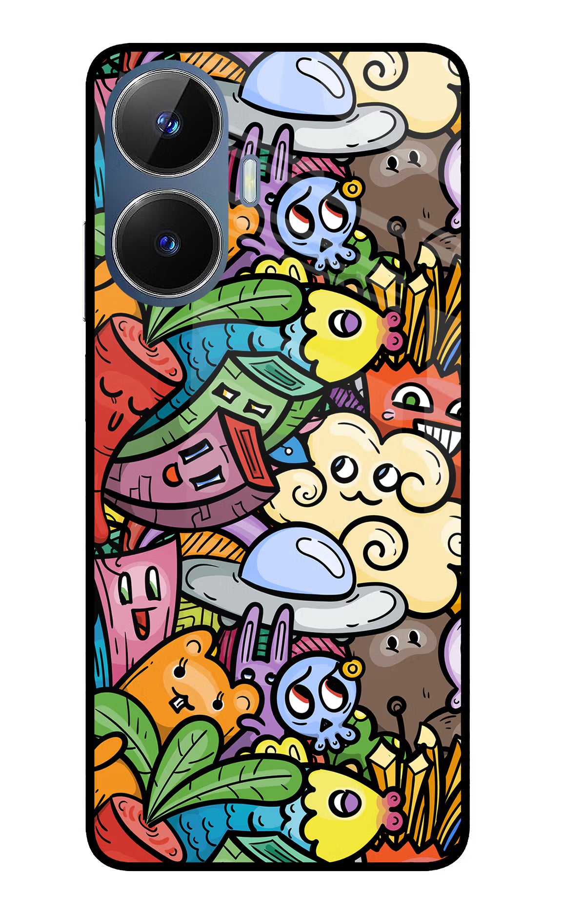Veggie Doodle Realme C55/N55 Glass Case Back Cover by Casekaro