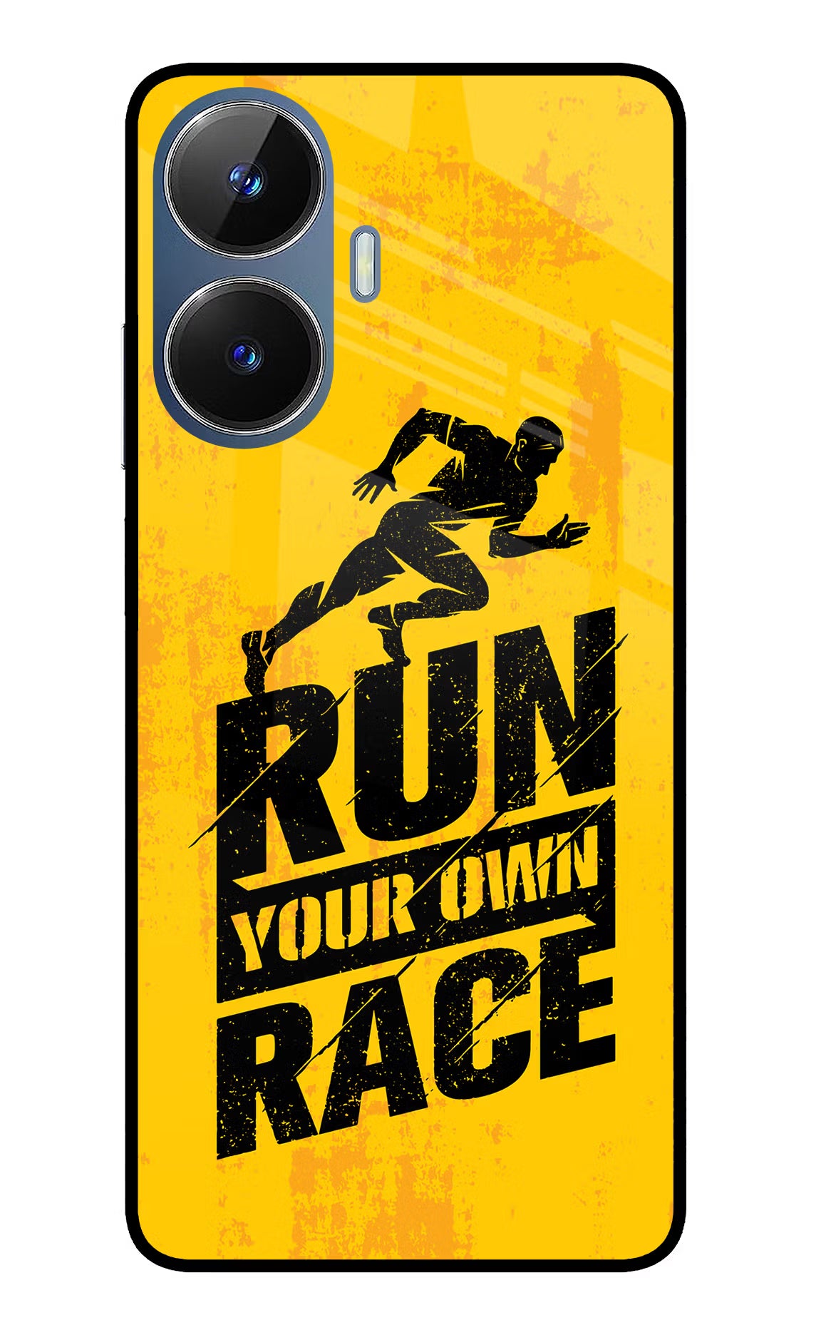 Run Your Own Race Realme C55/N55 Glass Case Back Cover by Casekaro