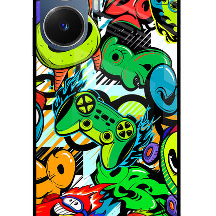 Game Doodle Realme C55/N55 Glass Case Back Cover by Casekaro