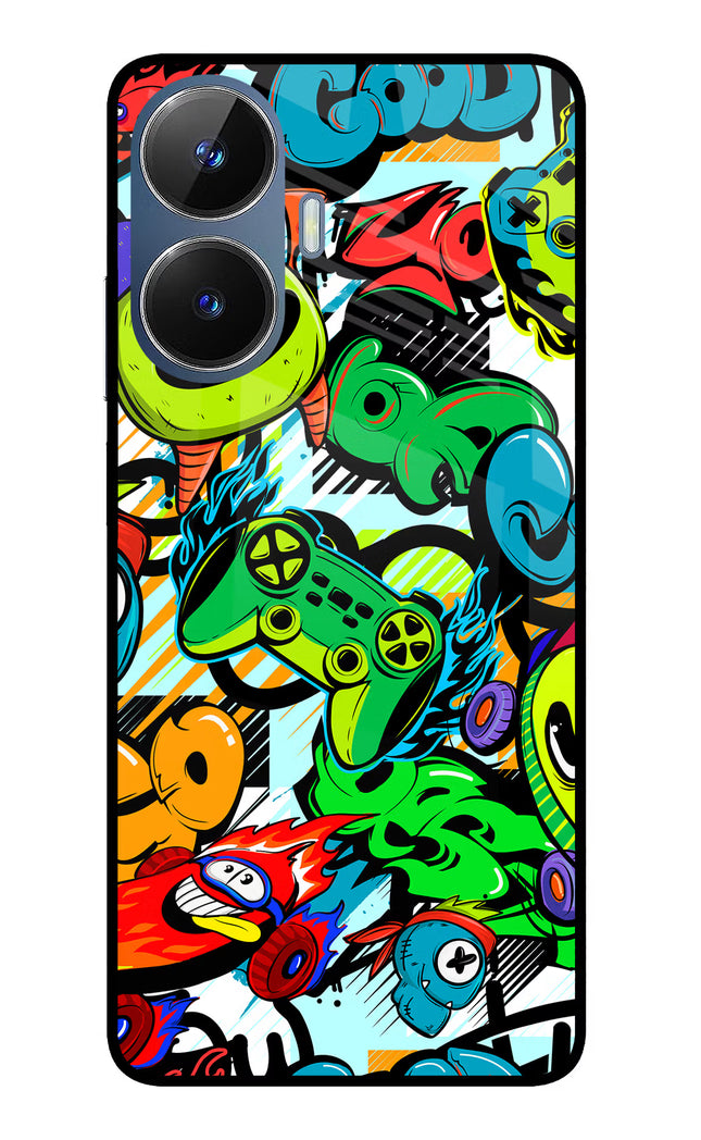 Game Doodle Realme C55/N55 Glass Case Back Cover by Casekaro