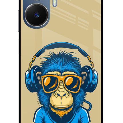 Monkey Headphone Realme C55/N55 Glass Case Back Cover by Casekaro