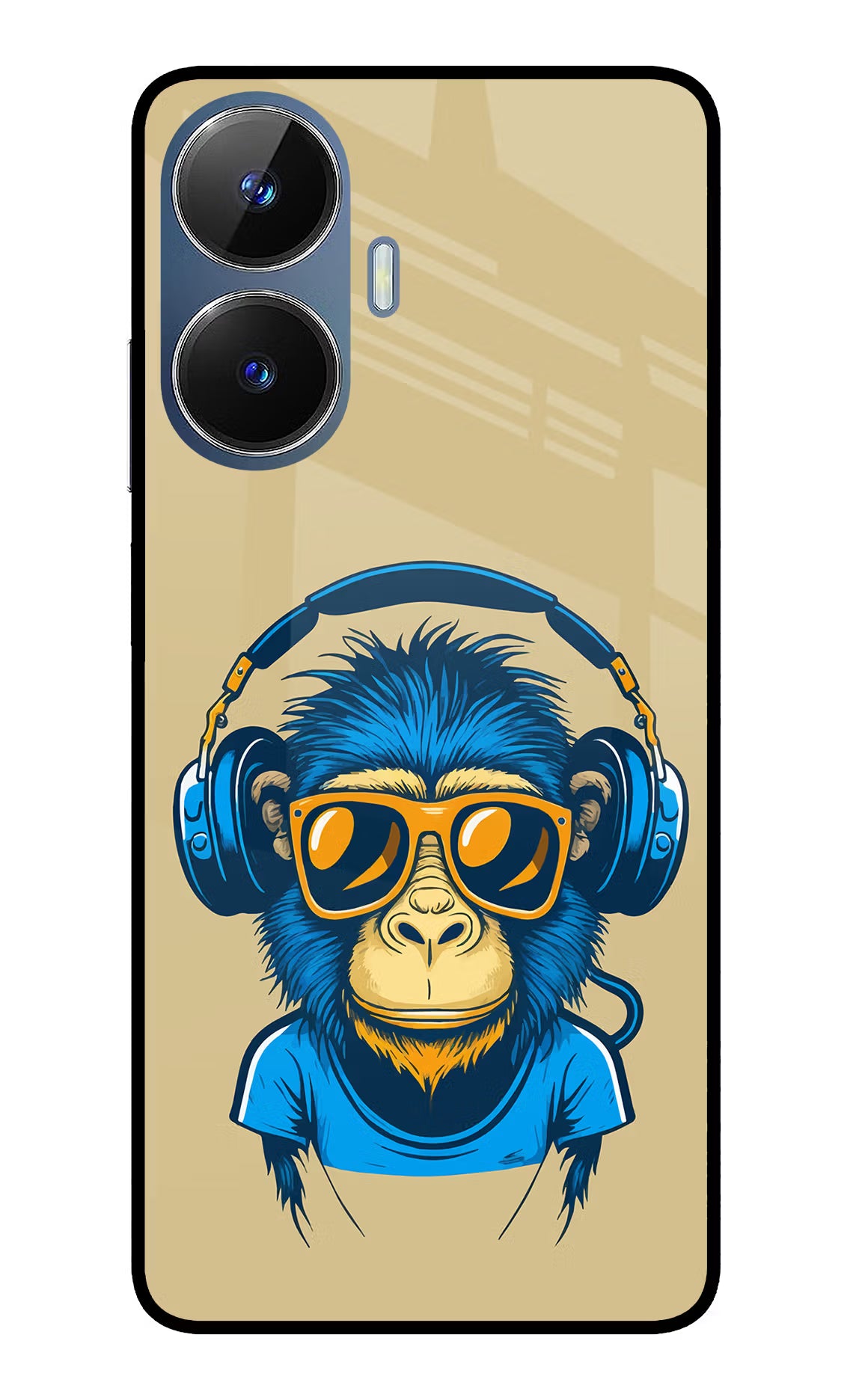 Monkey Headphone Realme C55/N55 Glass Case Back Cover by Casekaro