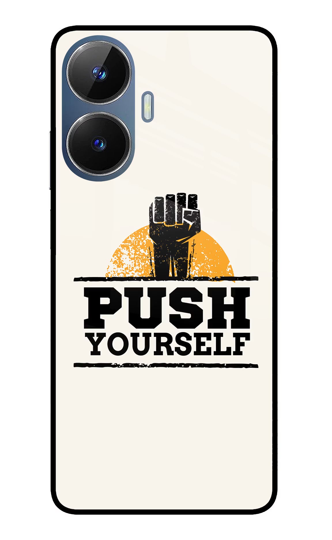 Push Yourself Realme C55/N55 Glass Case Back Cover by Casekaro
