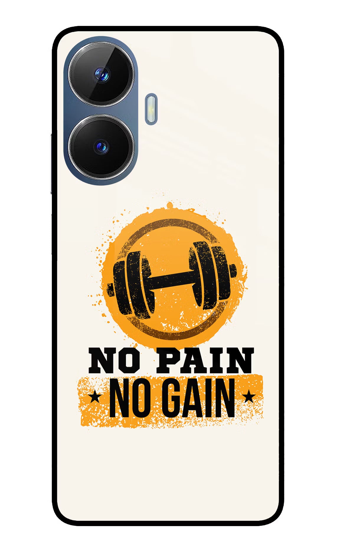 No Pain No Gain Realme C55/N55 Glass Case Back Cover by Casekaro