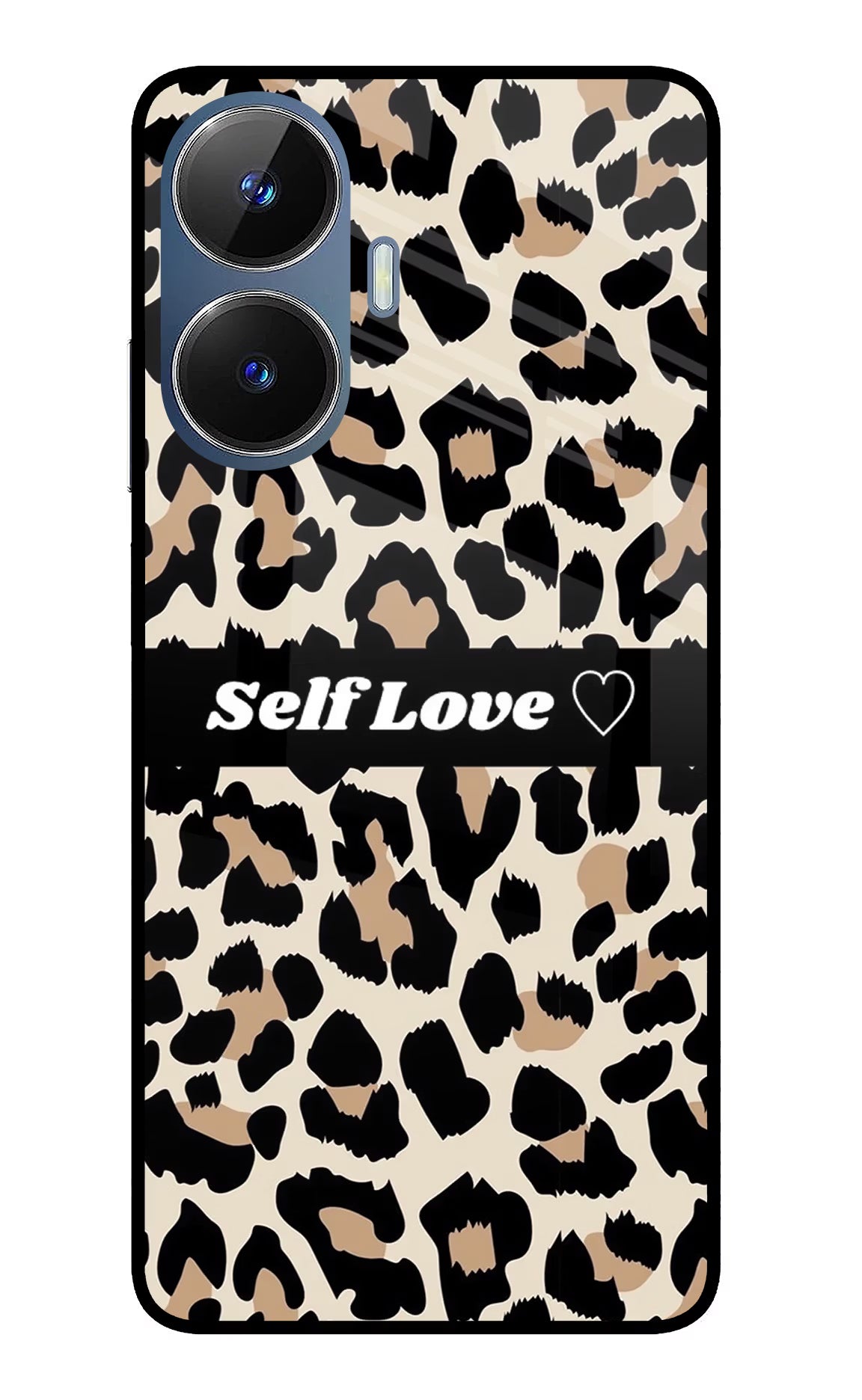 Leopard Print Self Love Realme C55/N55 Glass Case Back Cover by Casekaro