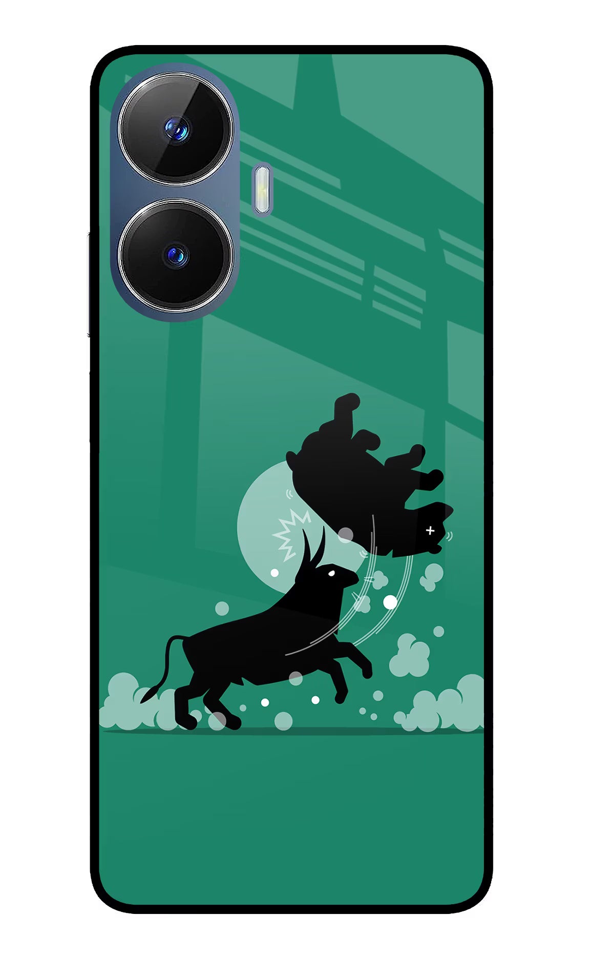 Bull Conqueror Realme C55/N55 Glass Case Back Cover by Casekaro