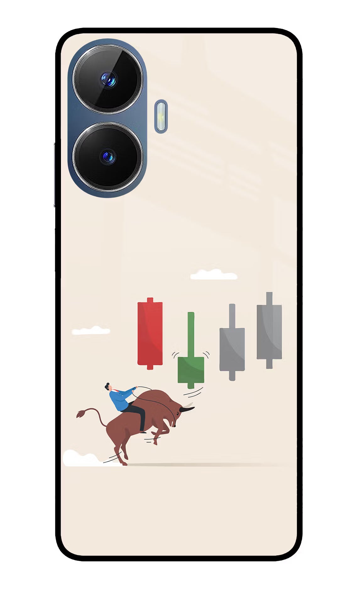 Bull Trading Momentum Realme C55/N55 Glass Case Back Cover by Casekaro