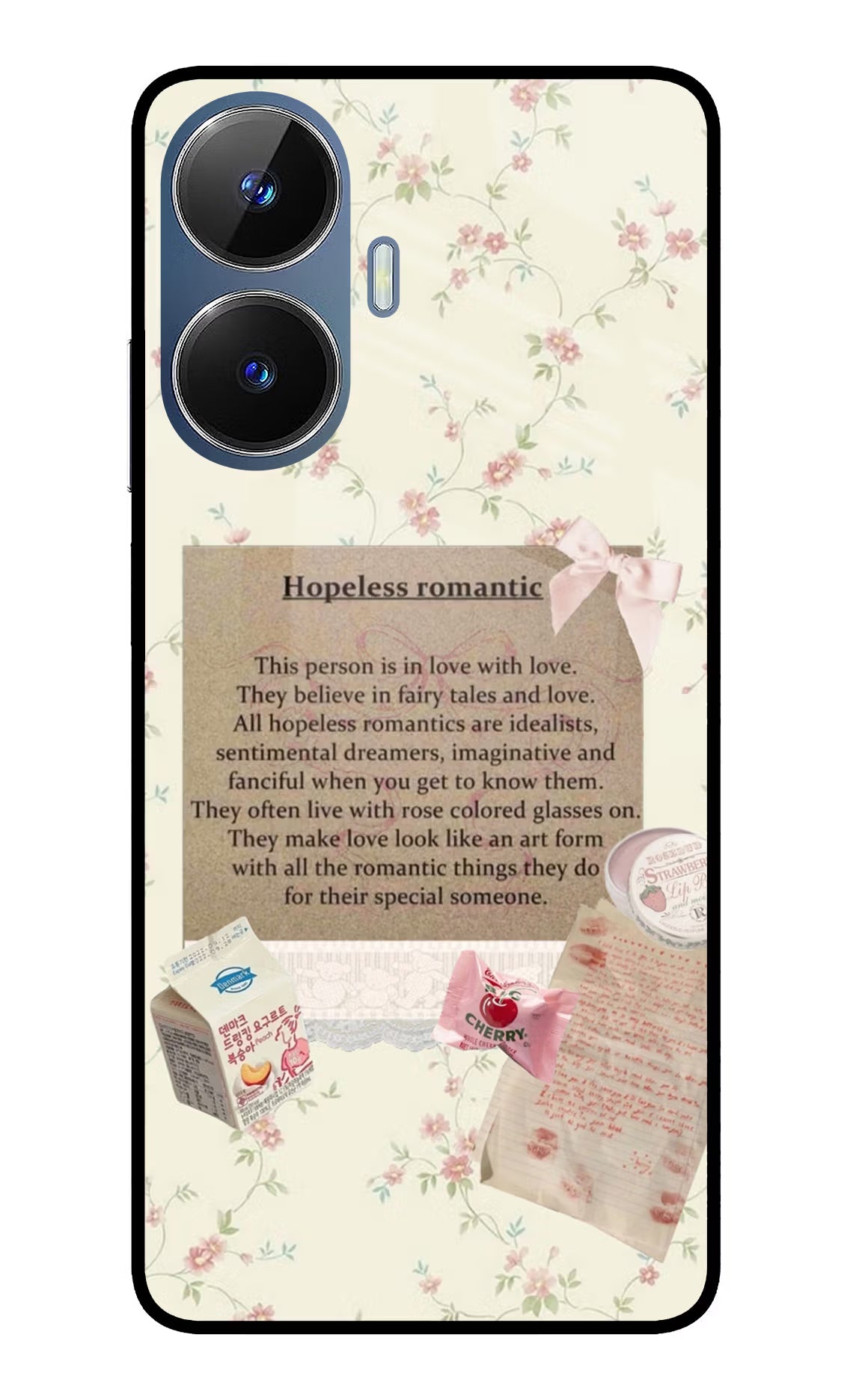 Hopeless Romantic Realme C55/N55 Glass Case Back Cover by Casekaro