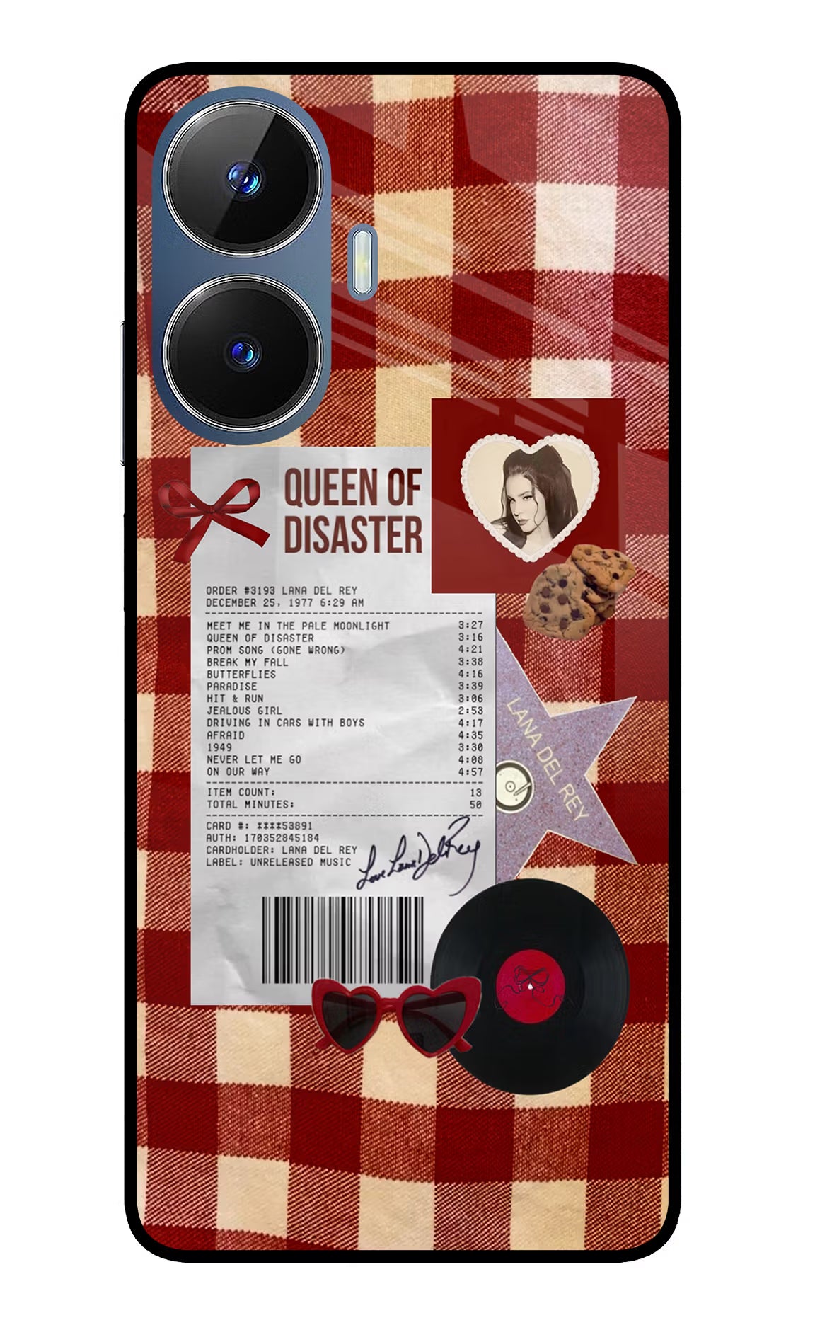 Queen of Disaster Realme C55/N55 Glass Case Back Cover by Casekaro