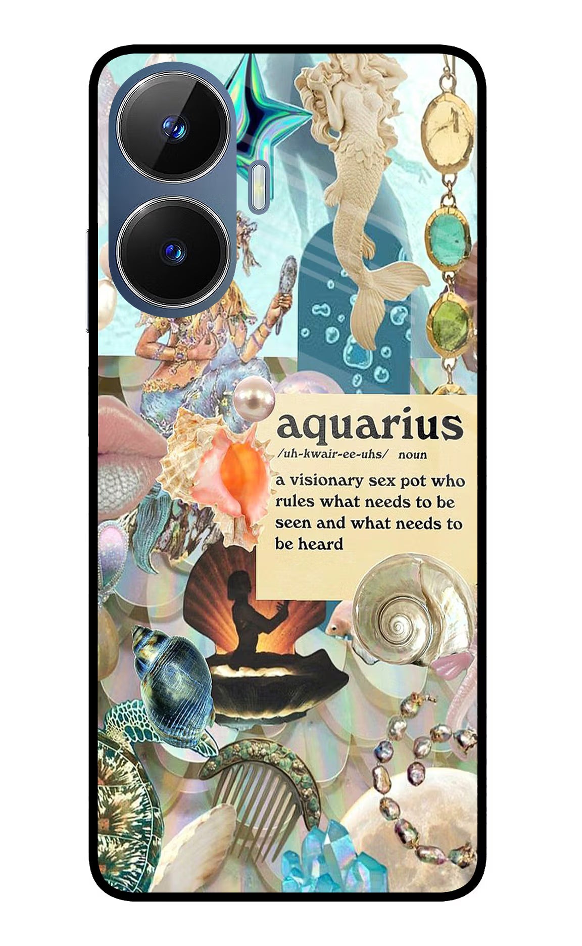 Aquarius Zodiac Realme C55/N55 Glass Case Back Cover by Casekaro