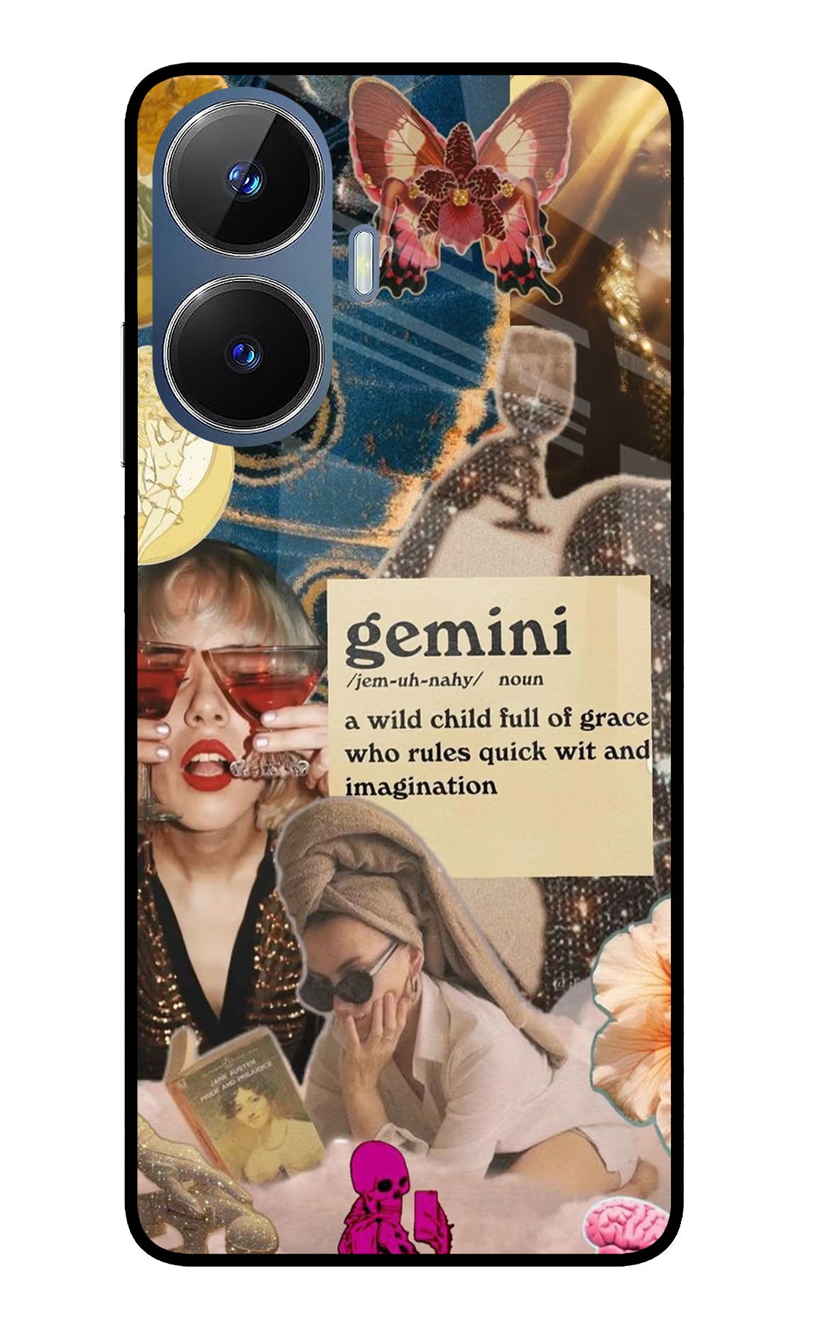 Gemini Zodiac Realme C55/N55 Glass Case Back Cover by Casekaro