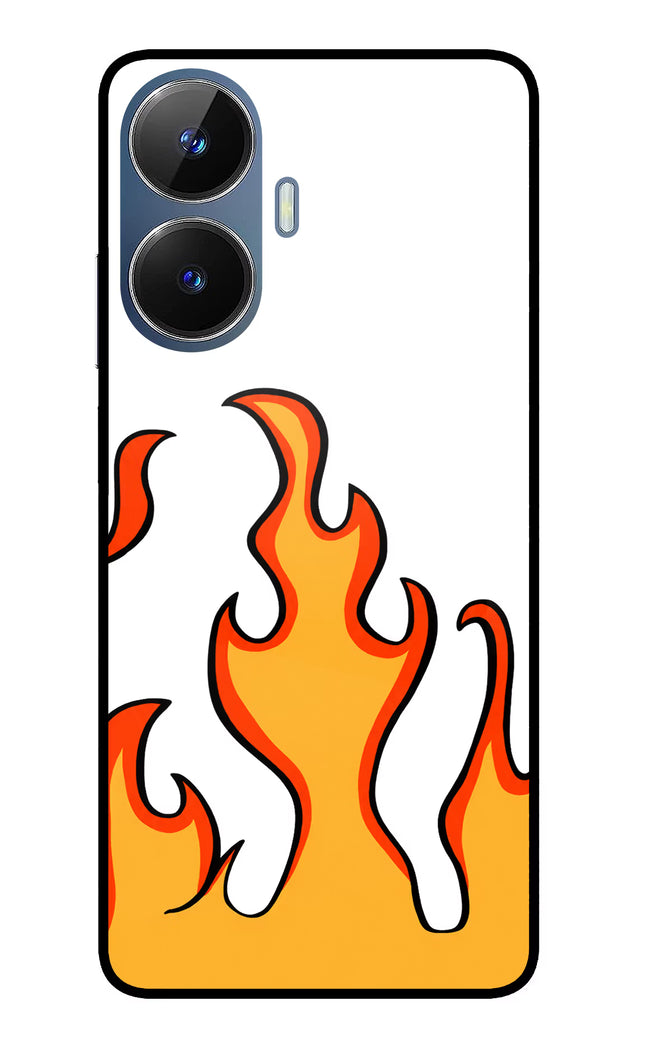 Fired Up – White Realme C55/N55 Glass Case Back Cover by Casekaro