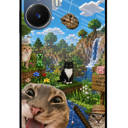 Minecraft Cat Chaos Realme C55/N55 Glass Case