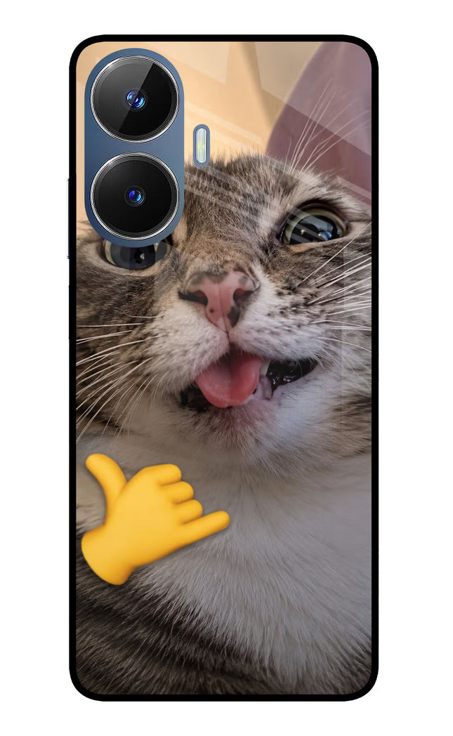 Silly Cat Call Realme C55/N55 Glass Case