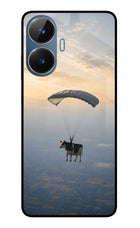 Skydiving Cow Realme C55/N55 Glass Case