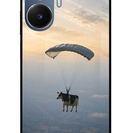 Skydiving Cow Realme C55/N55 Glass Case Back Cover by Casekaro