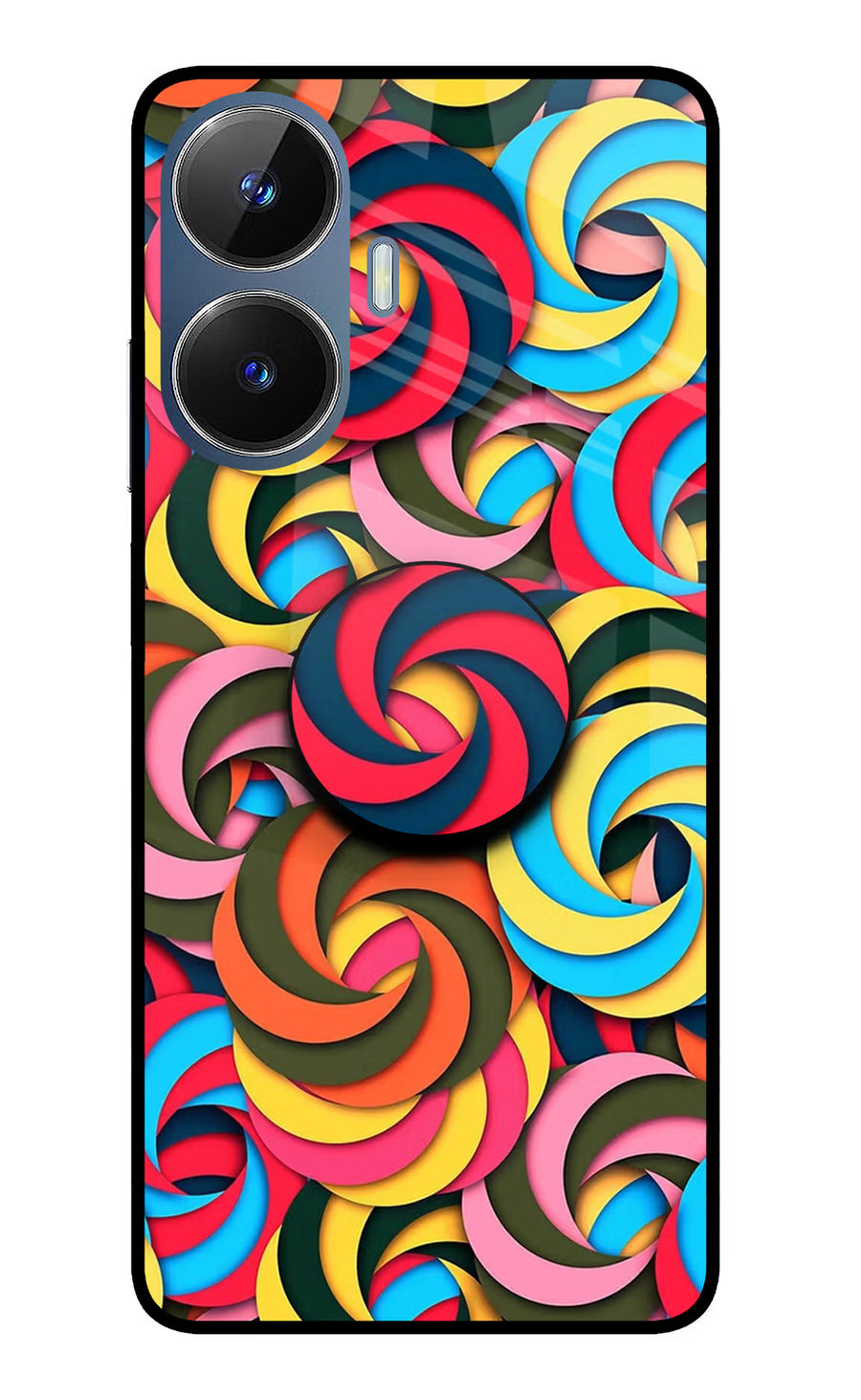 Spiral Pattern Realme C55/N55 Pop Case, Glass case