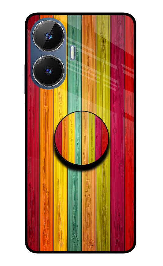 Multicolor Wooden Realme C55/N55 Glass Case