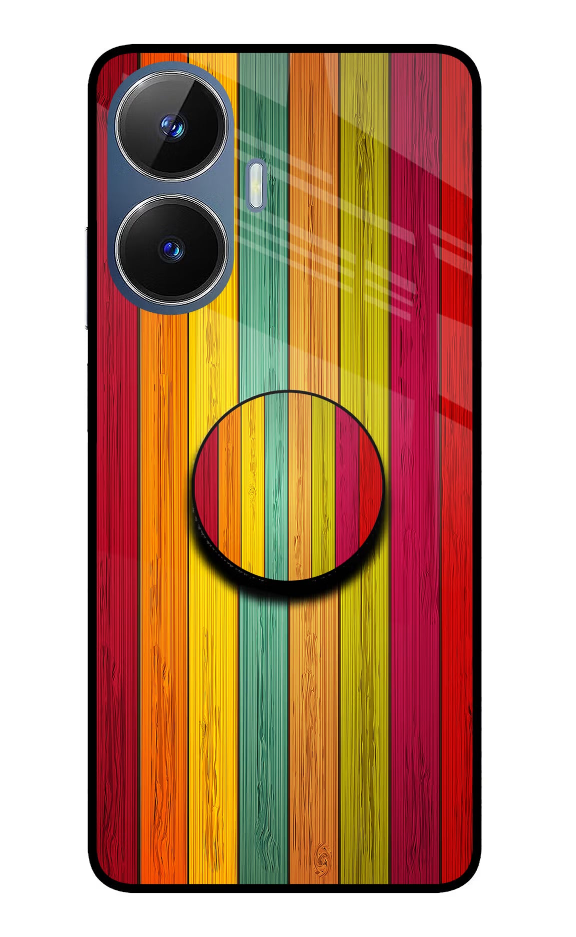 Multicolor Wooden Realme C55/N55 Pop Case by Casekaro