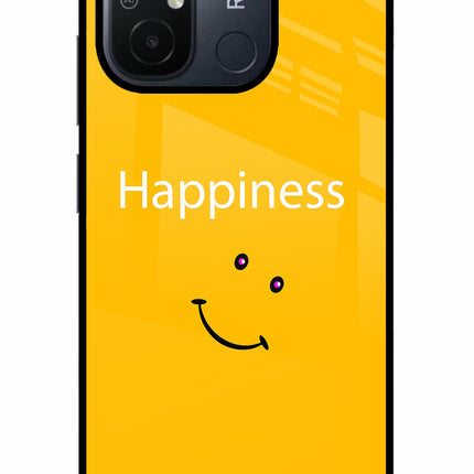 Happiness With Smiley Redmi 12C Glass Case