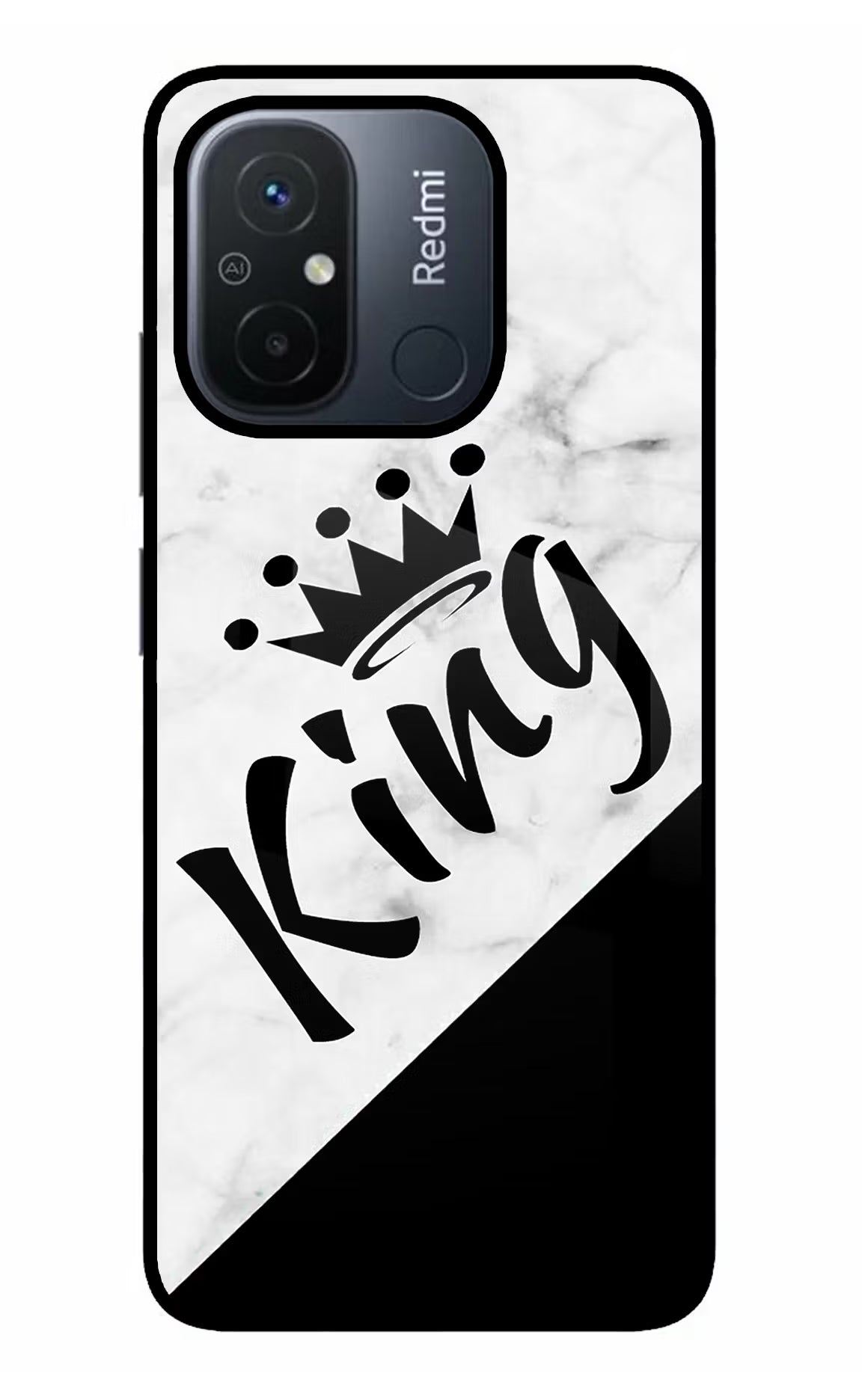 King Redmi 12C Glass Case Back Cover by Casekaro