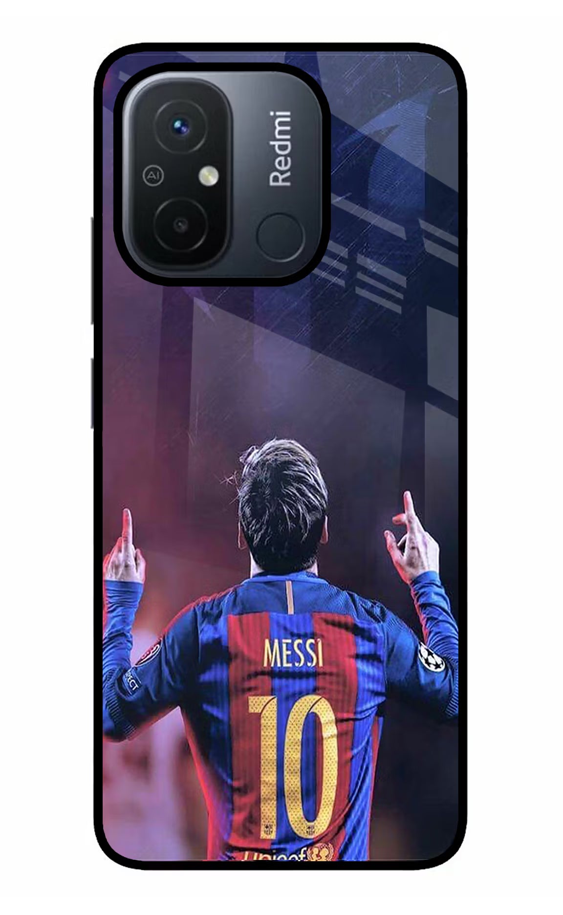 Messi Redmi 12C Glass Case Back Cover by Casekaro