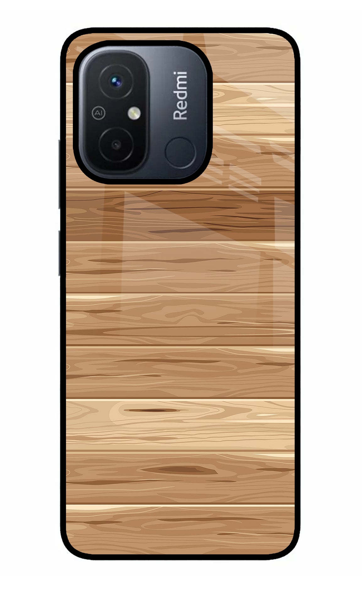 Wooden Vector Redmi 12C Glass Case