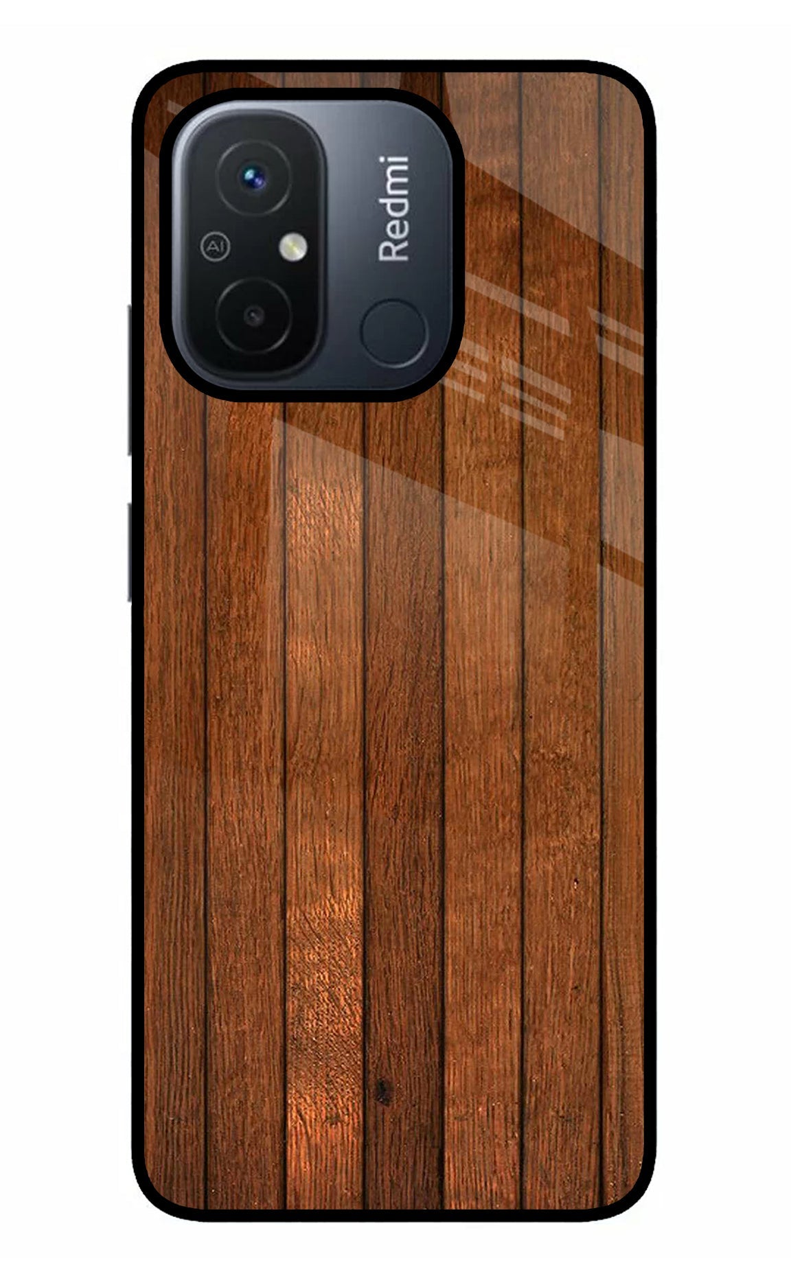 Wooden Artwork Bands Redmi 12C Glass Case