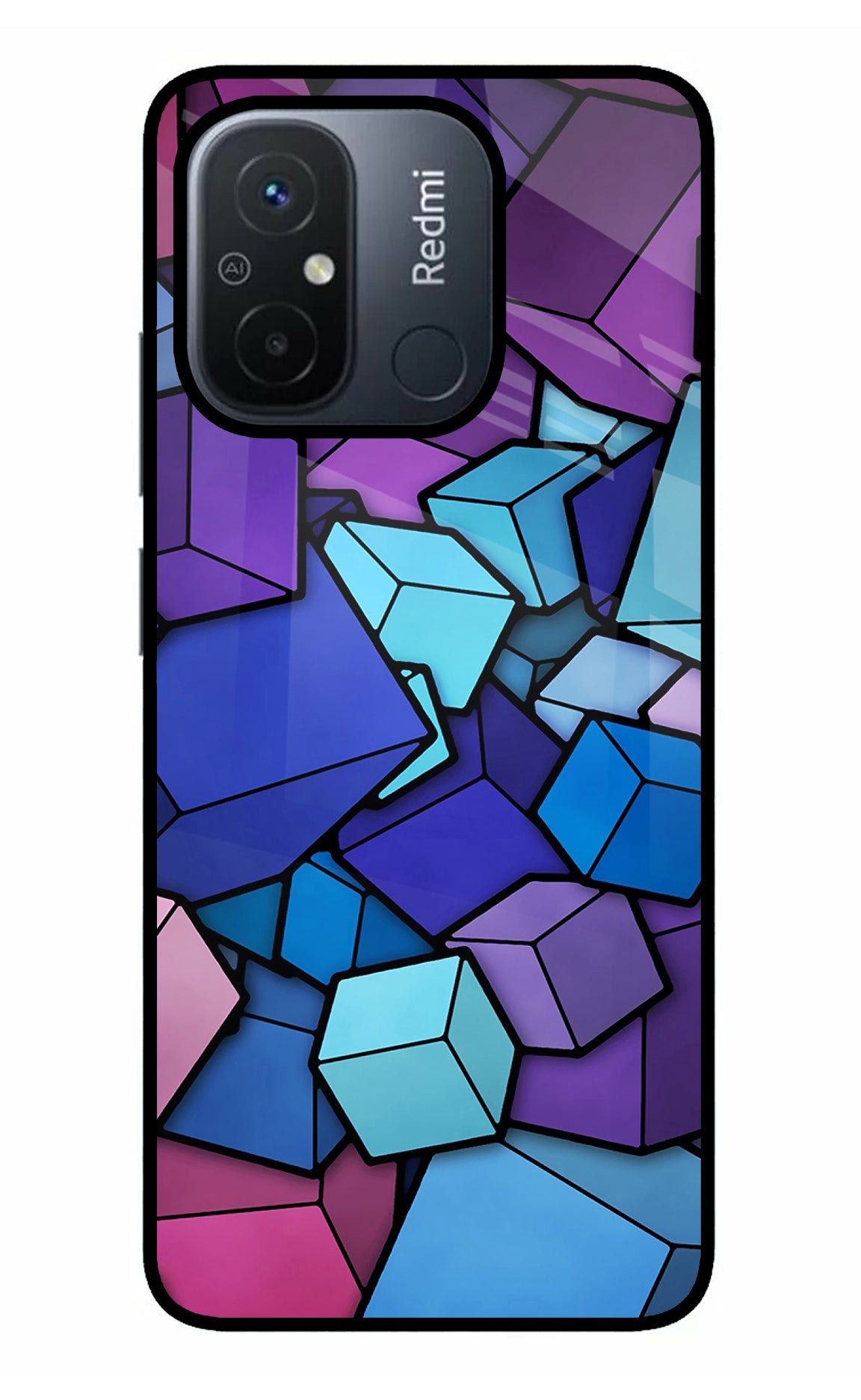 Cubic Abstract Redmi 12C Glass Case