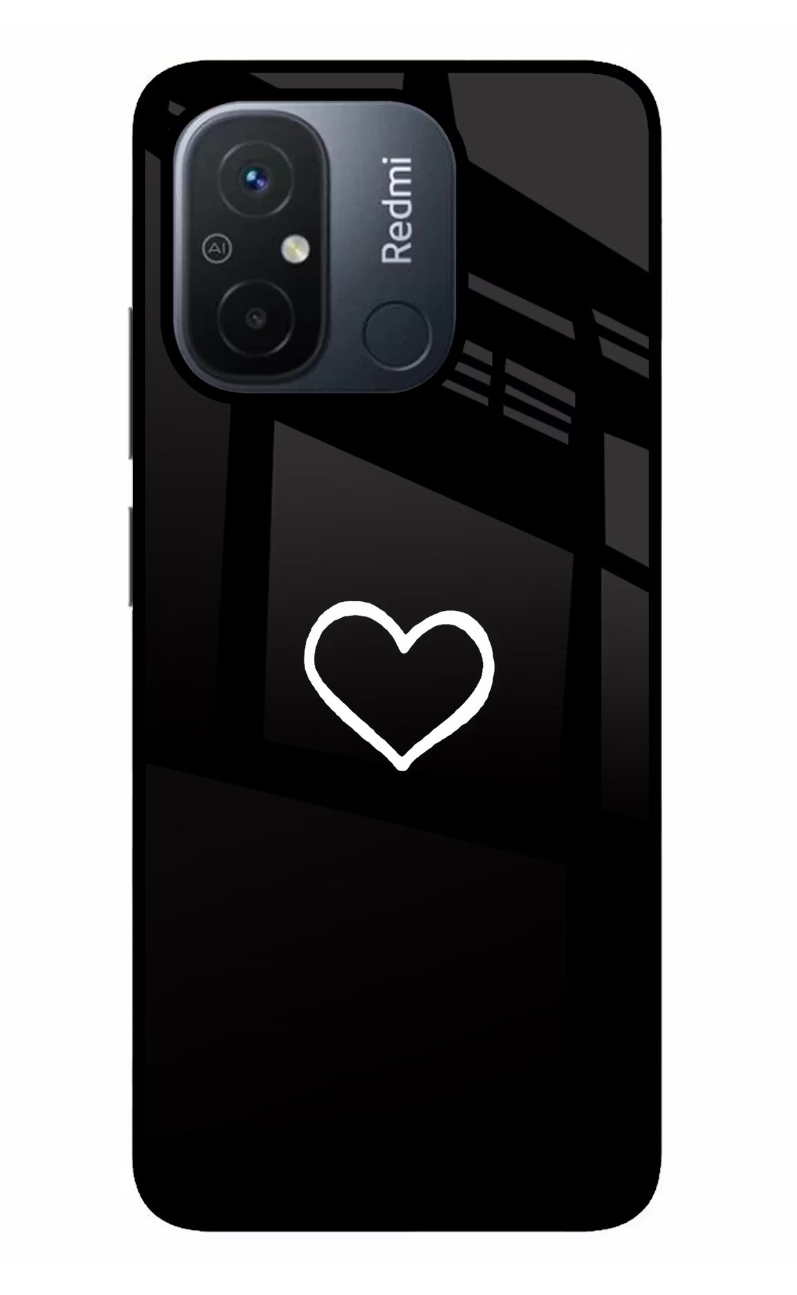 Heart Redmi 12C Glass Case Back Cover by Casekaro